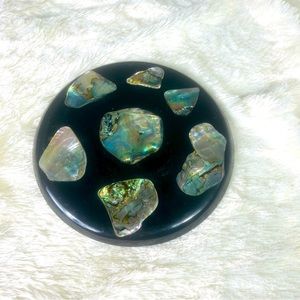 Vintage Plympton’s Genuine Abalone Shell Resin Hotplate Trivet